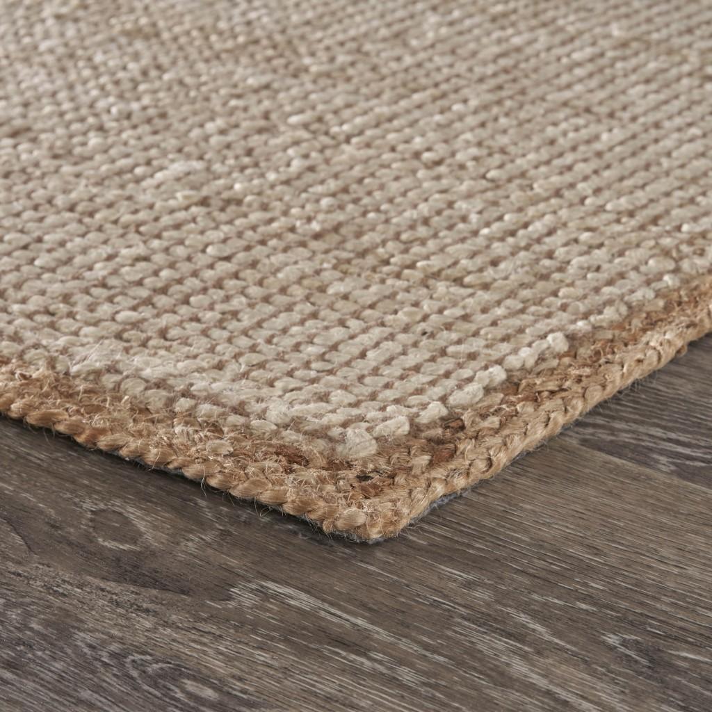 9’ x 12’ Tan and White Braid Border Area Rug