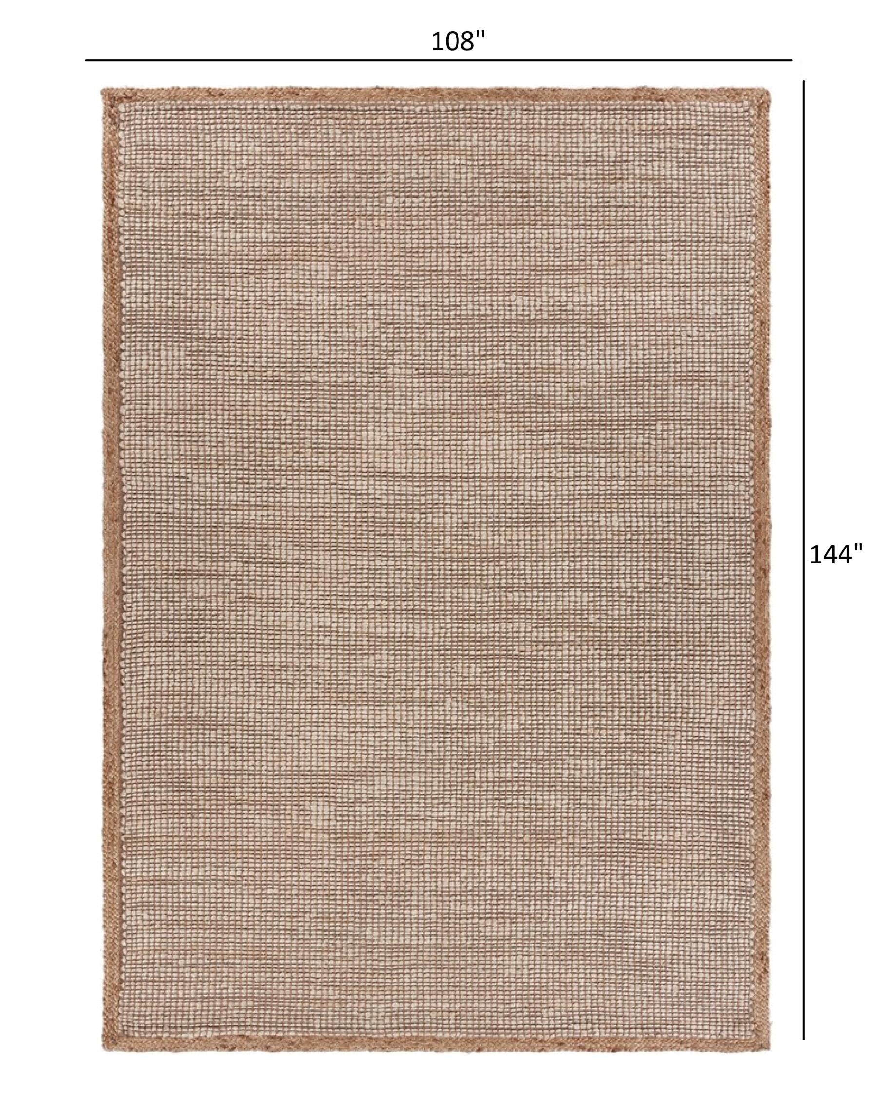 9’ x 12’ Tan and White Braid Border Area Rug