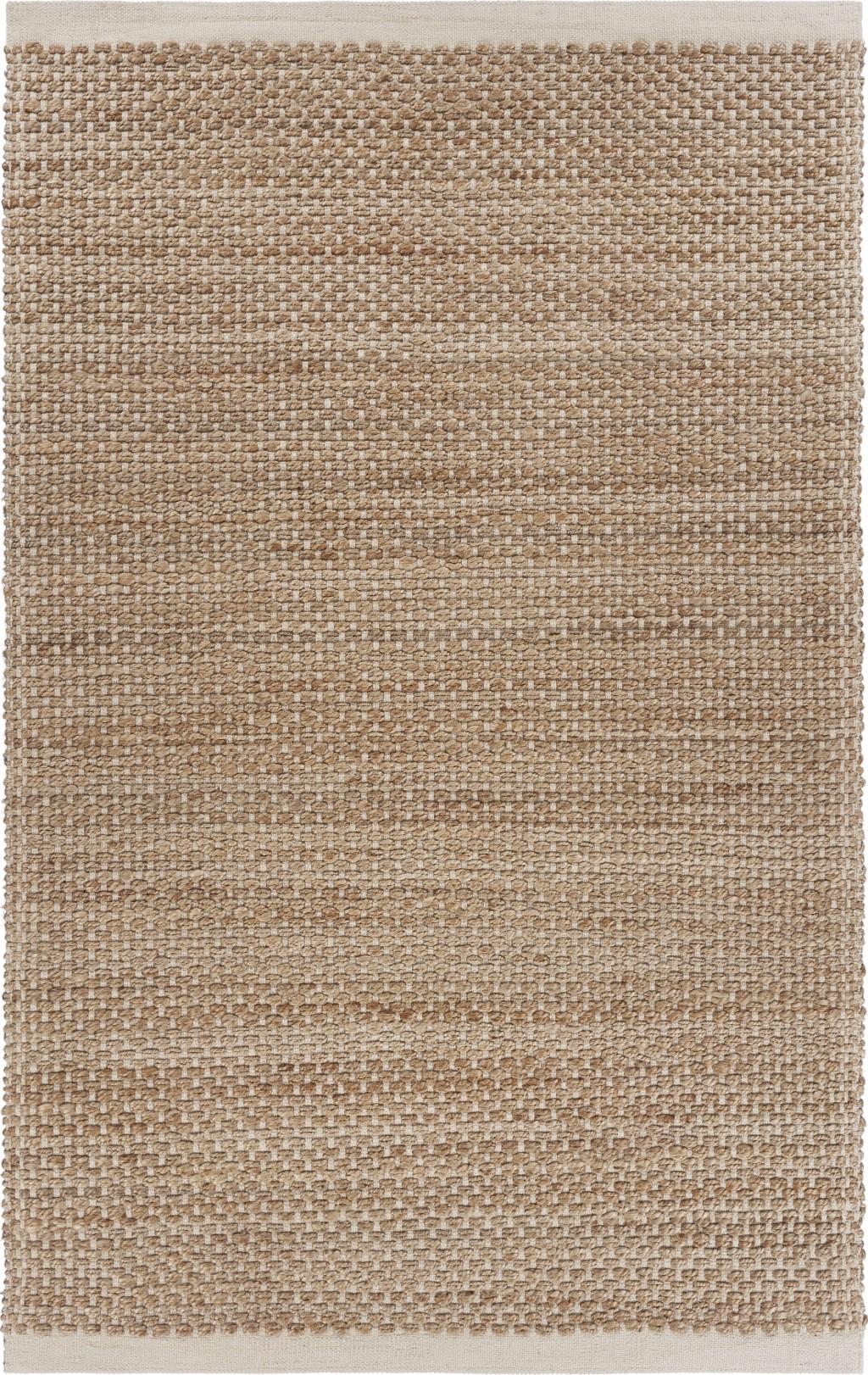 8’ x 10’ Tan and White Detailed Woven Area Rug Default Title