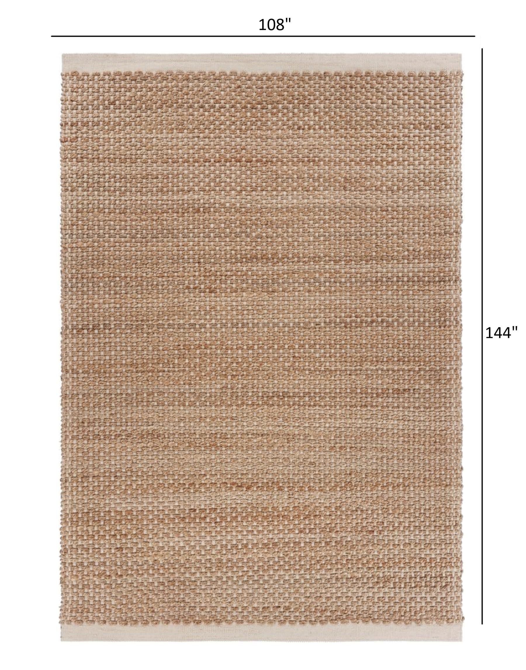 9’ x 12’ Tan and White Detailed Woven Area Rug