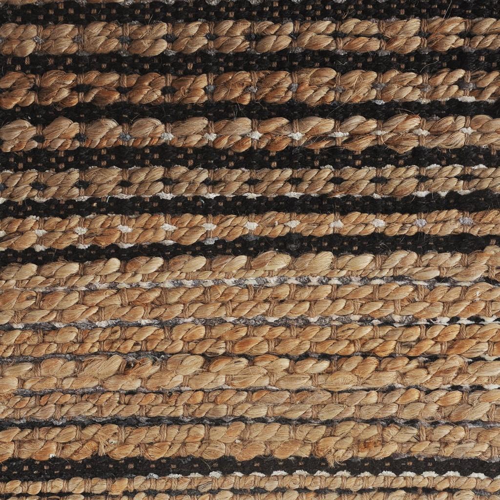 5’ x 8’ Tan and Black Eclectic Striped Area Rug