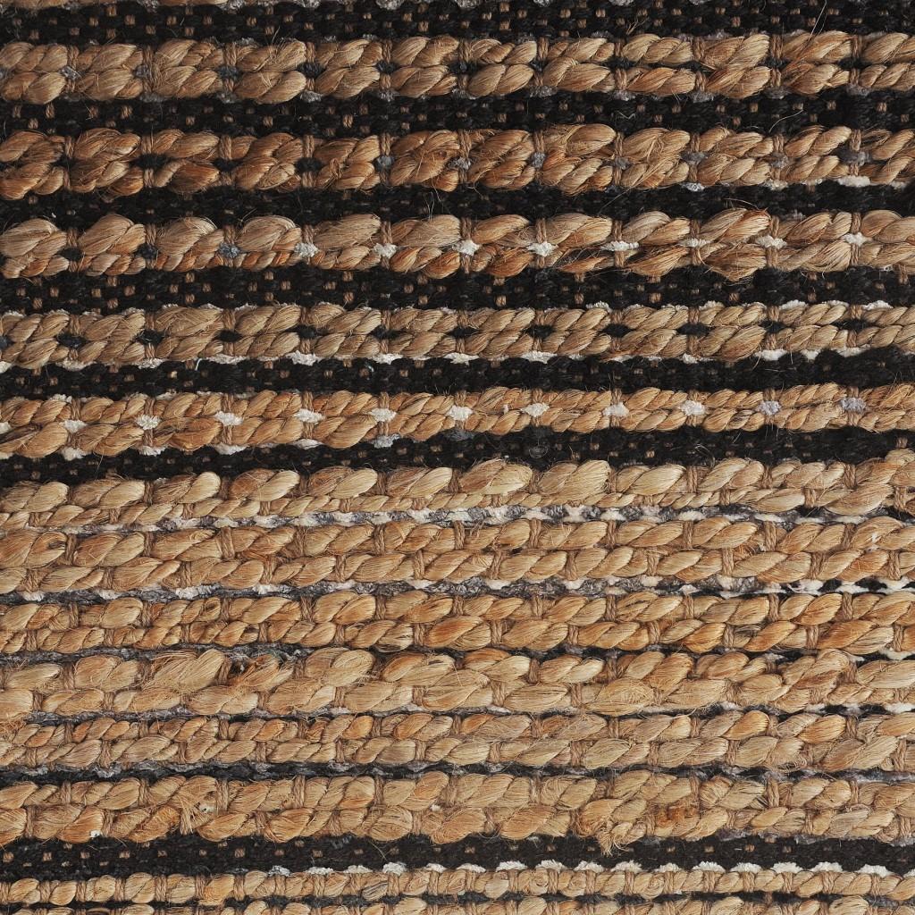 9’ x 12’ Tan and Black Eclectic Striped Area Rug