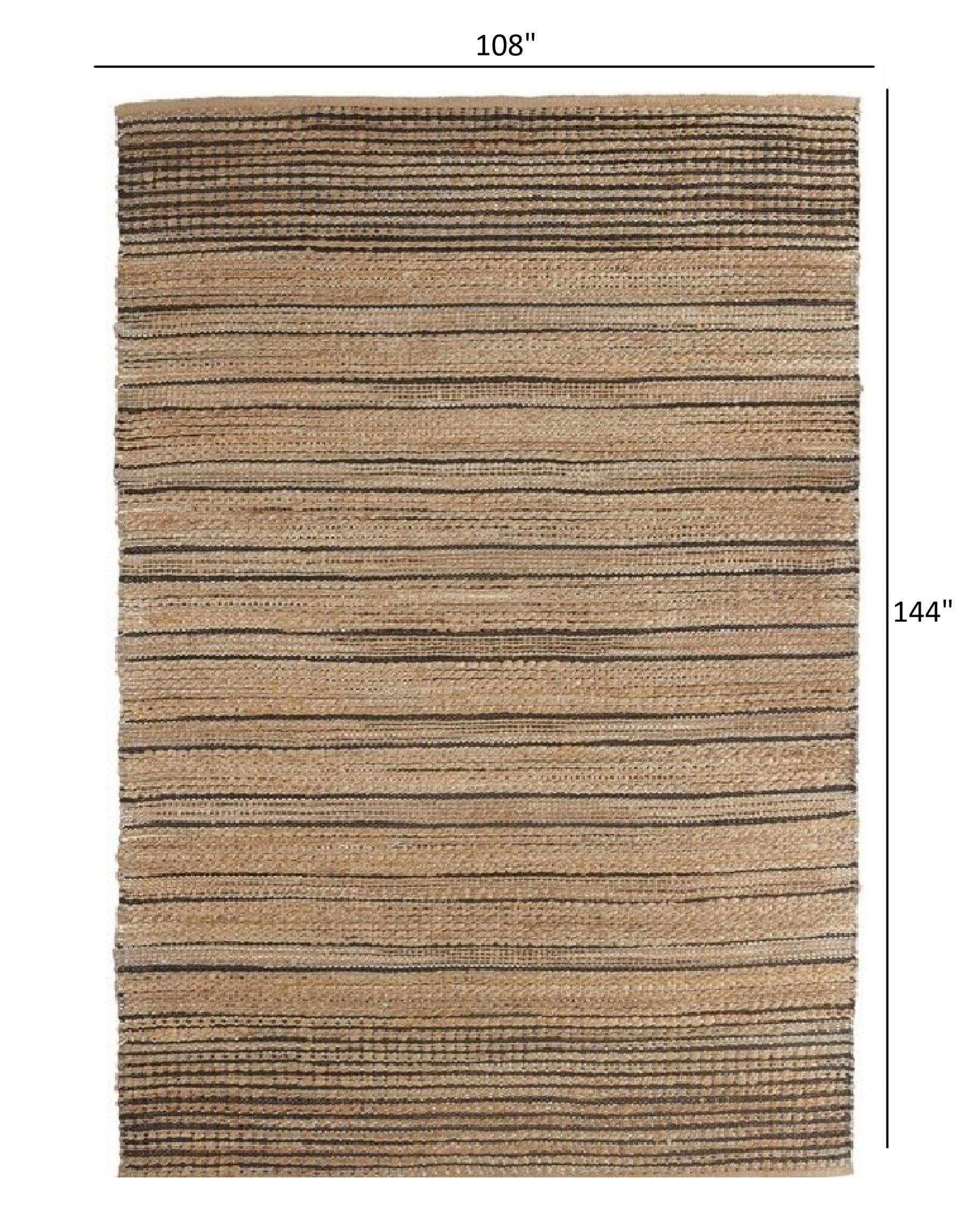 9’ x 12’ Tan and Black Eclectic Striped Area Rug