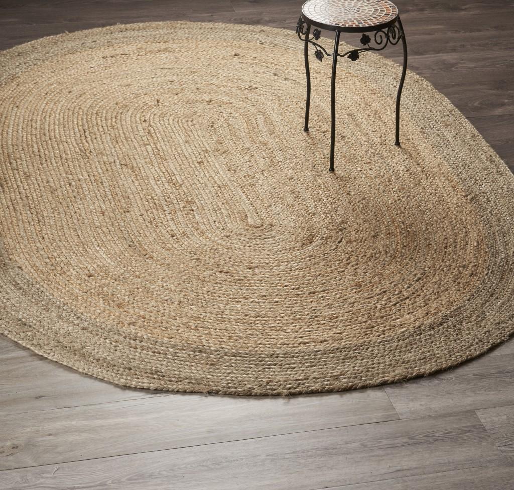 9’ Natural Toned Oval Shaped Area Rug