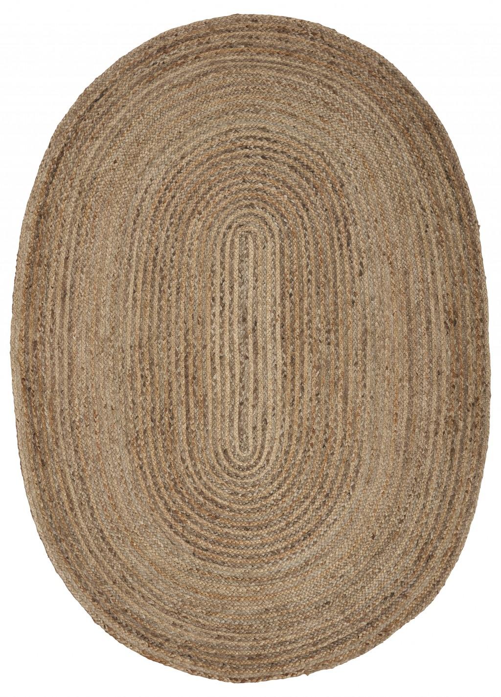 7’ Brown Oval Shaped Jute Area Rug Default Title