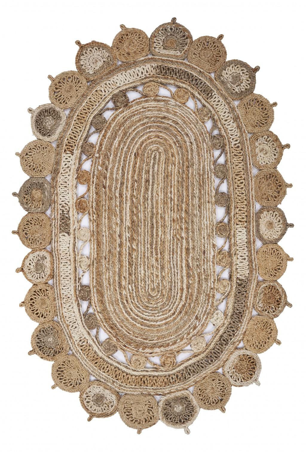 7’ Oval Shaped Natural Toned Area Rug Default Title