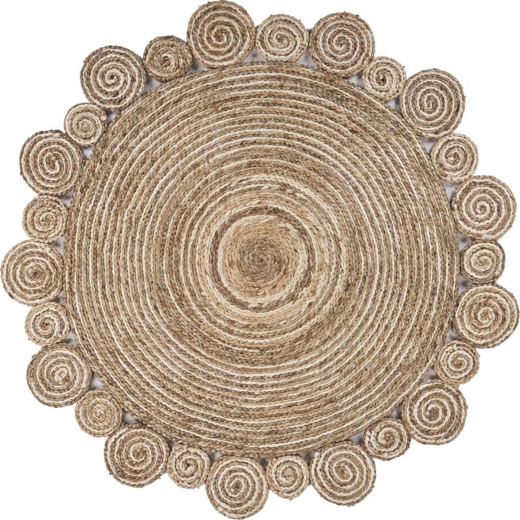 8’ Round Natural Coiled Area Rug Default Title