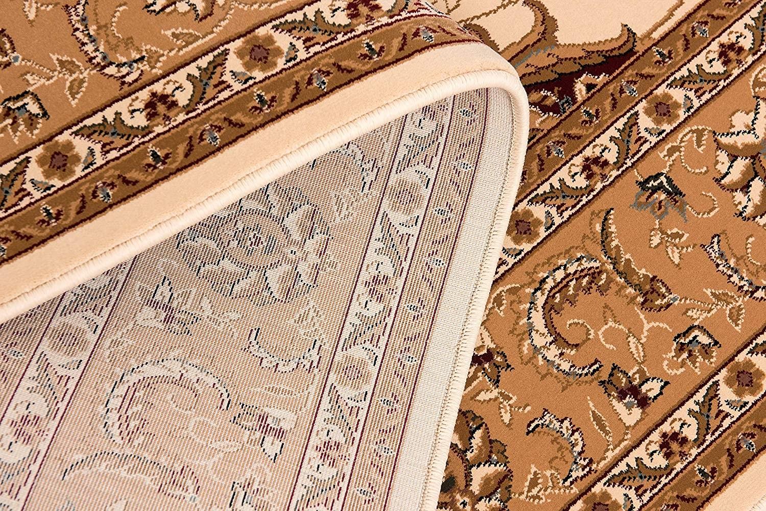 2’ x 10’ Cream and Tan Ornate Border Runner Rug