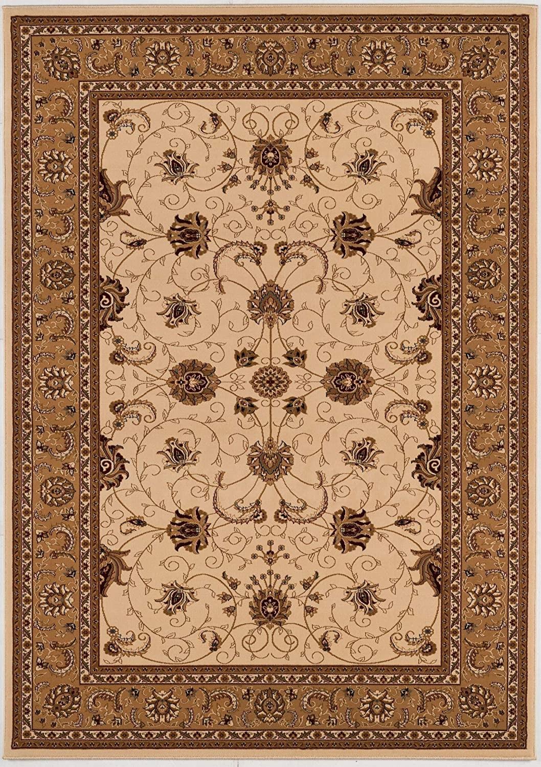 2’ x 20’ Cream and Tan Ornate Border Runner Rug