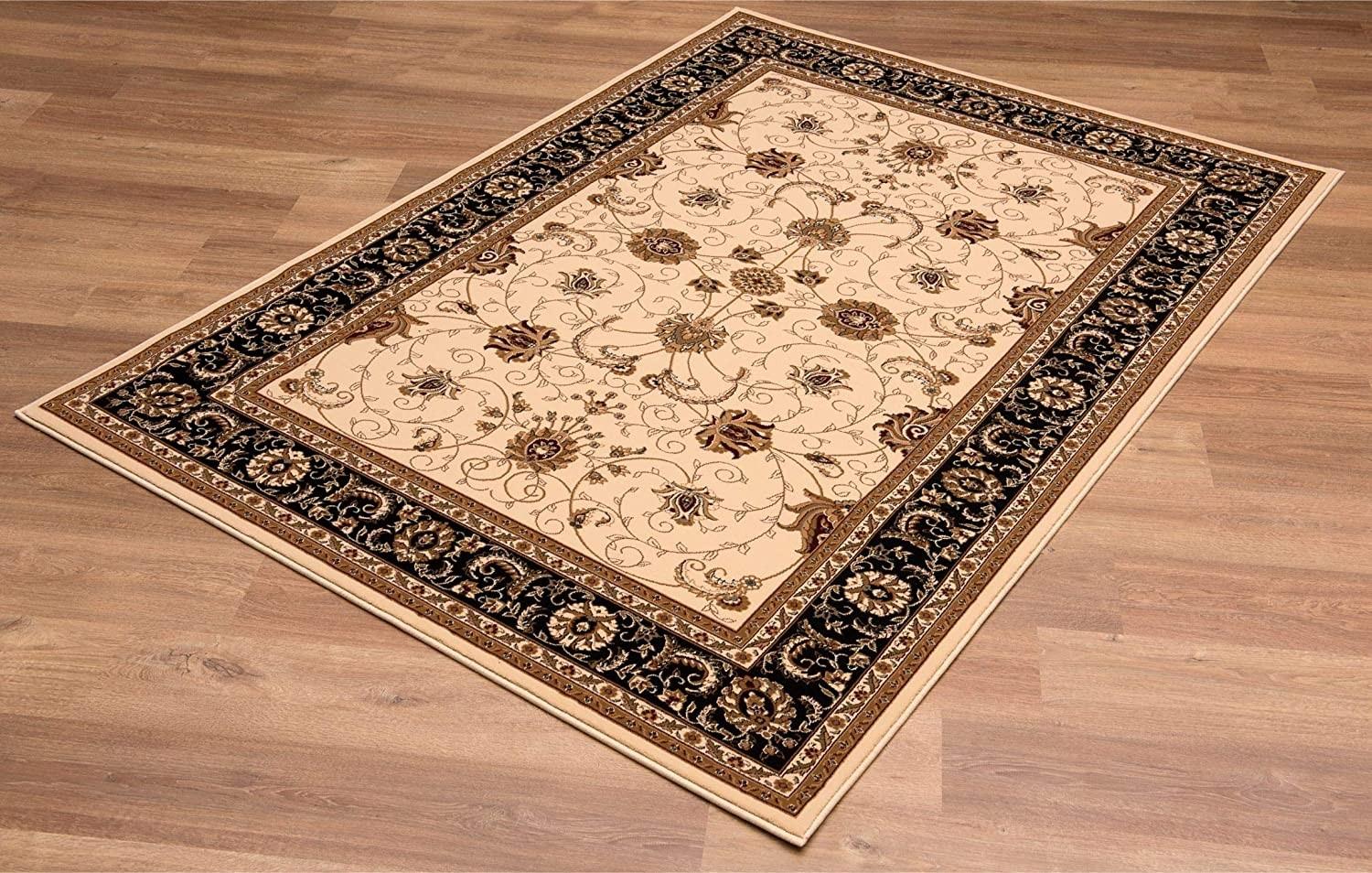 3’ x 13’ Cream and Black Decorative Runner Rug