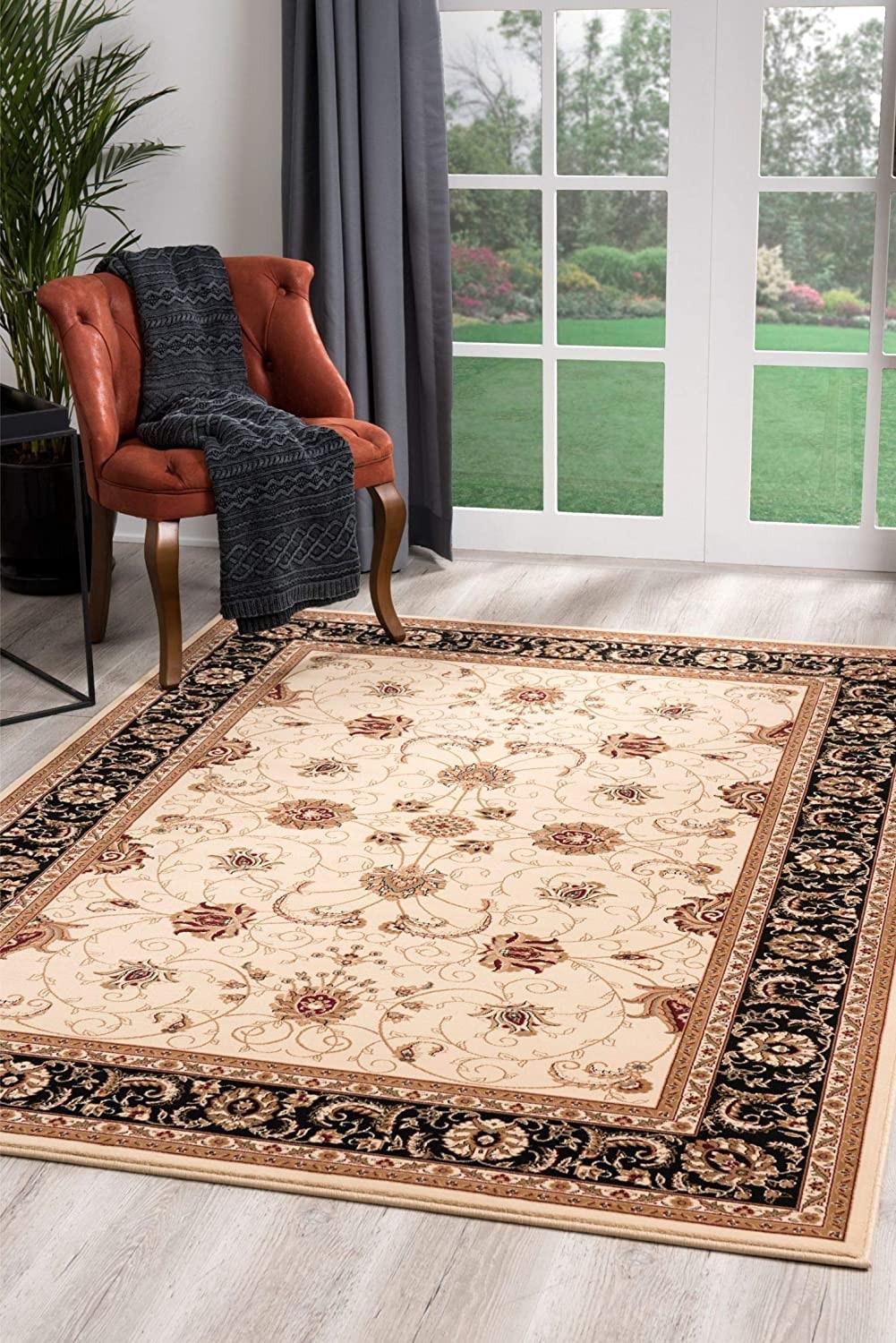 3’ x 20’ Cream and Black Decorative Runner Rug