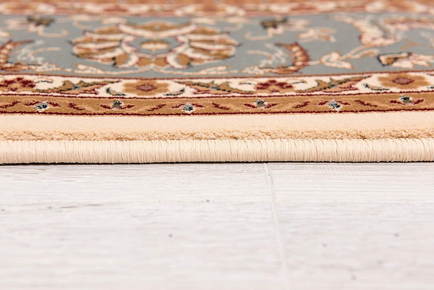 7’ x 9’ Cream and Blue Traditional Area Rug