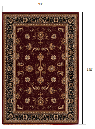 8’ x 11’ Red and Black Ornamental Area Rug