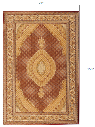 2’ x 13’ Red and Beige Medallion Runner Rug