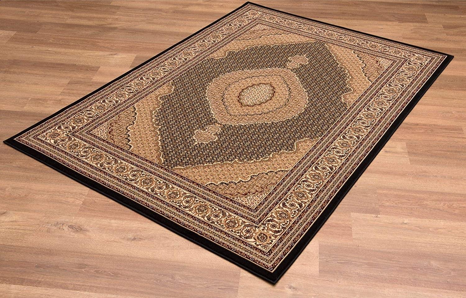 2’ x 20’ Black and Beige Medallion Runner Rug