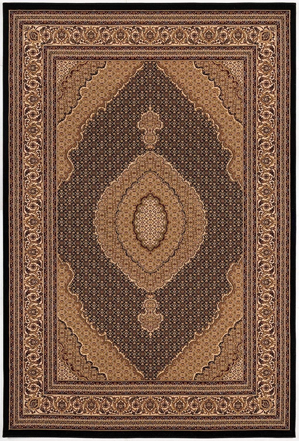 7’ x 9’ Black and Beige Medallion Area Rug