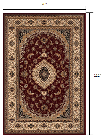 7’ x 9’ Red Floral Medallion Area Rug Default Title