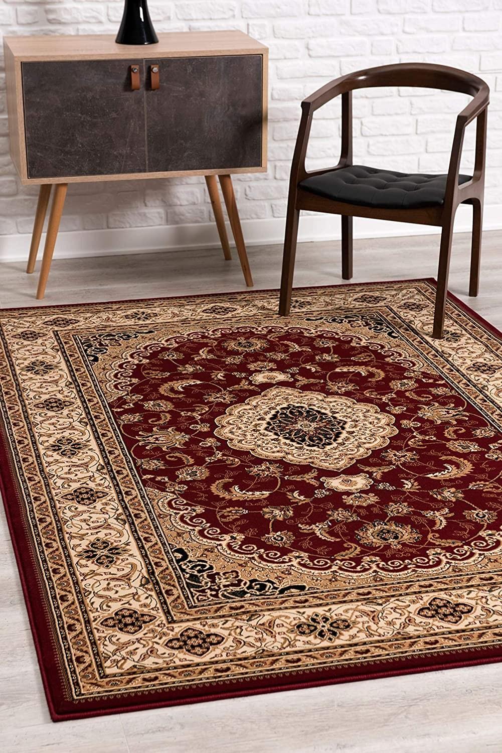 8’ x 11’ Red Floral Medallion Area Rug