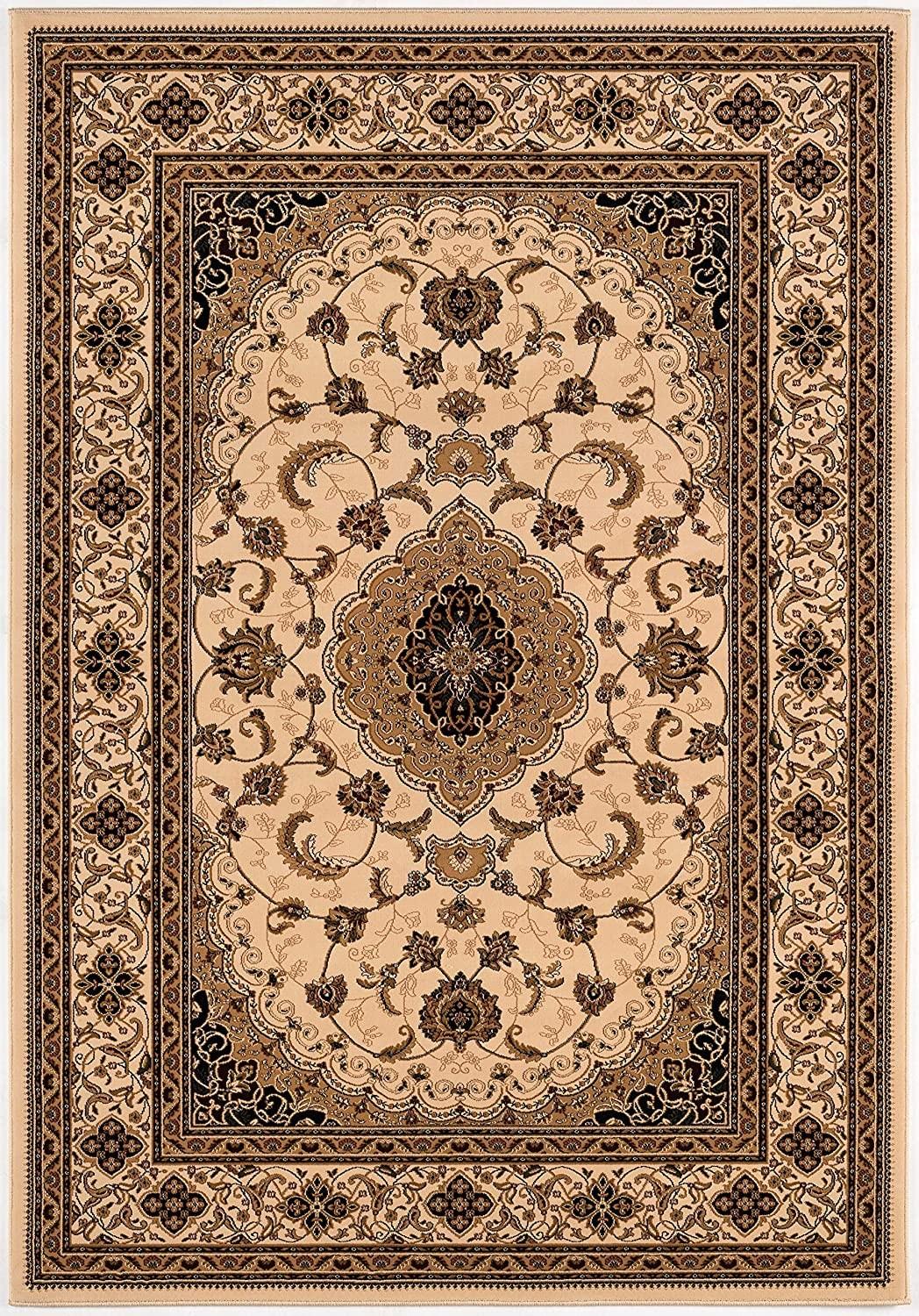 4’ x 6’ Cream Floral Medallion Area Rug
