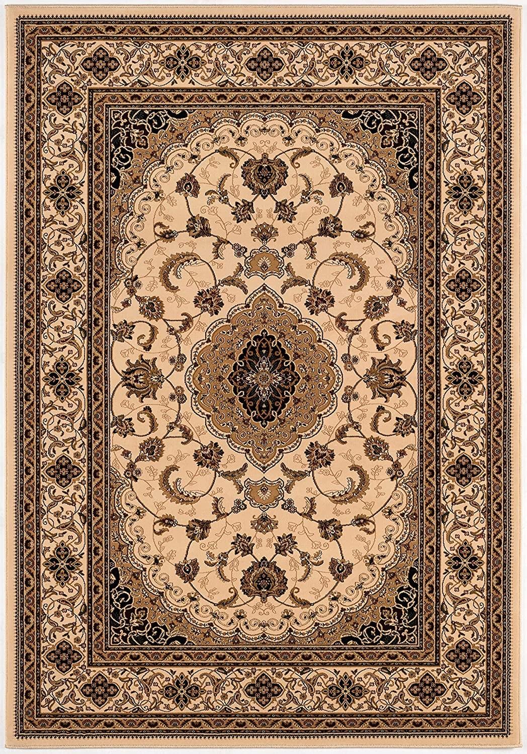 8’ x 11’ Cream Floral Medallion Area Rug