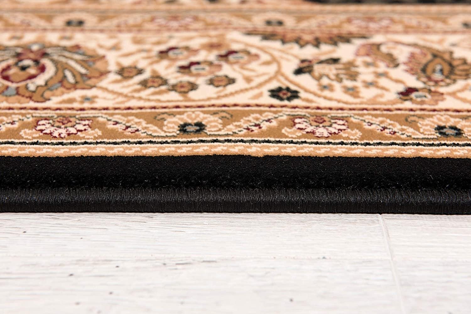 5’ x 8’ Black and Beige Embellished Area Rug