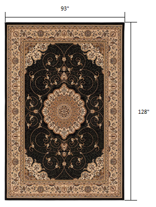 8’ x 11’ Black and Beige Embellished Area Rug Default Title