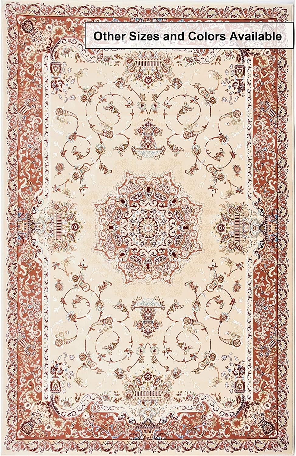 4’ x 6’ Cream Rose Traditional Pattern Area Rug Default Title