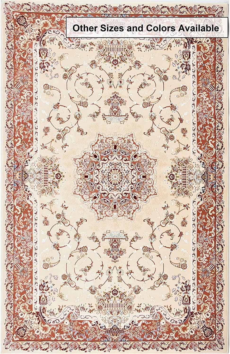 8’ x 11’ Cream Rose Traditional Pattern Area Rug