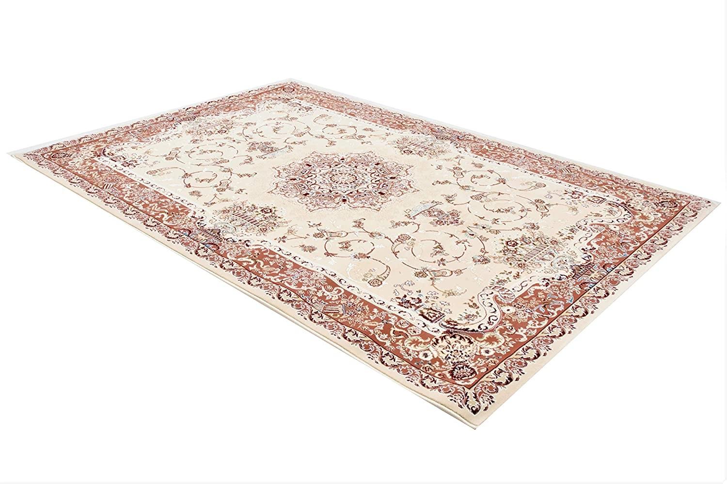 8’ x 11’ Cream Rose Traditional Pattern Area Rug