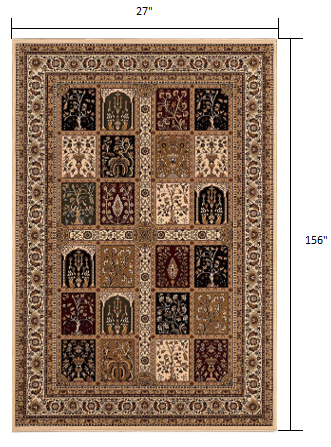 2’ x 13’ Cream Traditional Decorative Runner Rug