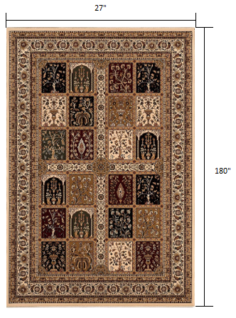 2’ x 15’ Cream Traditional Decorative Runner Rug