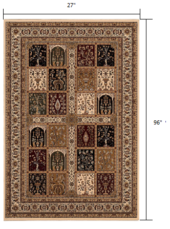 2’ x 8’ Cream Traditional Decorative Runner Rug