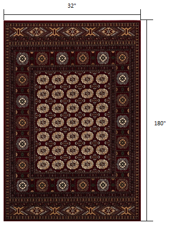 3’ x 15’ Red Eclectic Geometric Pattern Runner Rug