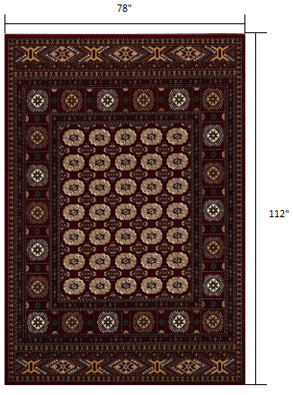 7’ x 9’ Red Eclectic Geometric Pattern Area Rug Default Title