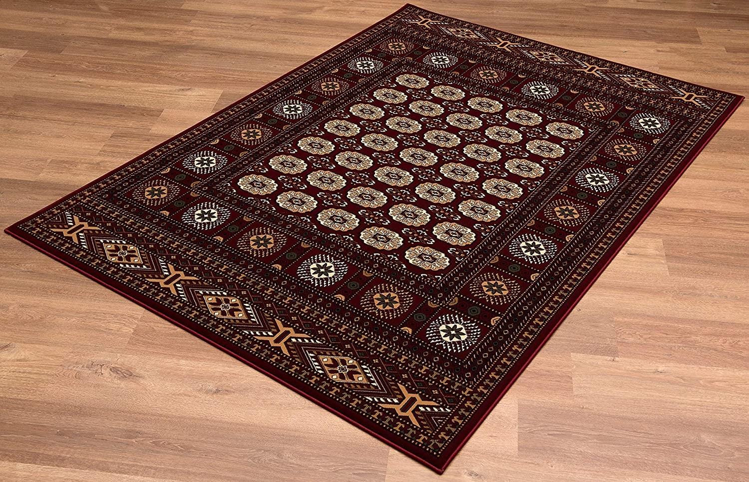 8’ x 11’ Red Eclectic Geometric Pattern Area Rug