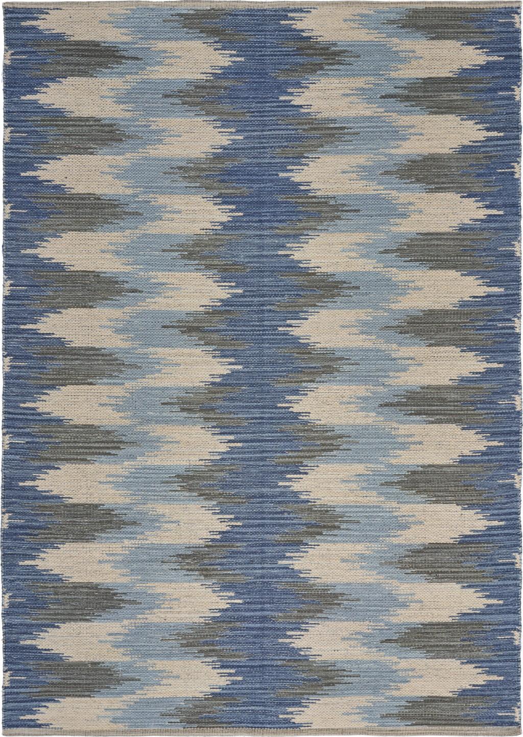 3’ x 5’ Blue and Cream Ikat Pattern Area Rug Default Title