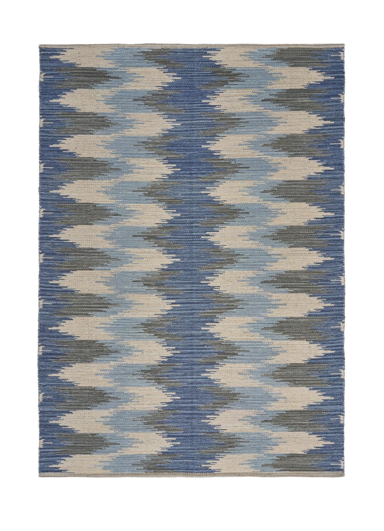 3’ x 5’ Blue and Cream Ikat Pattern Area Rug