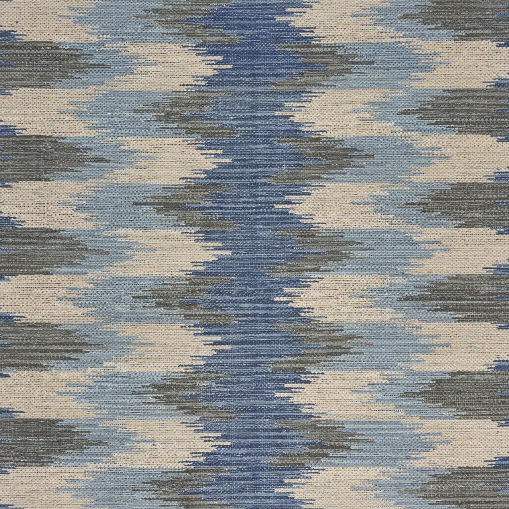 5’ x 7’ Blue and Cream Ikat Pattern Area Rug Default Title