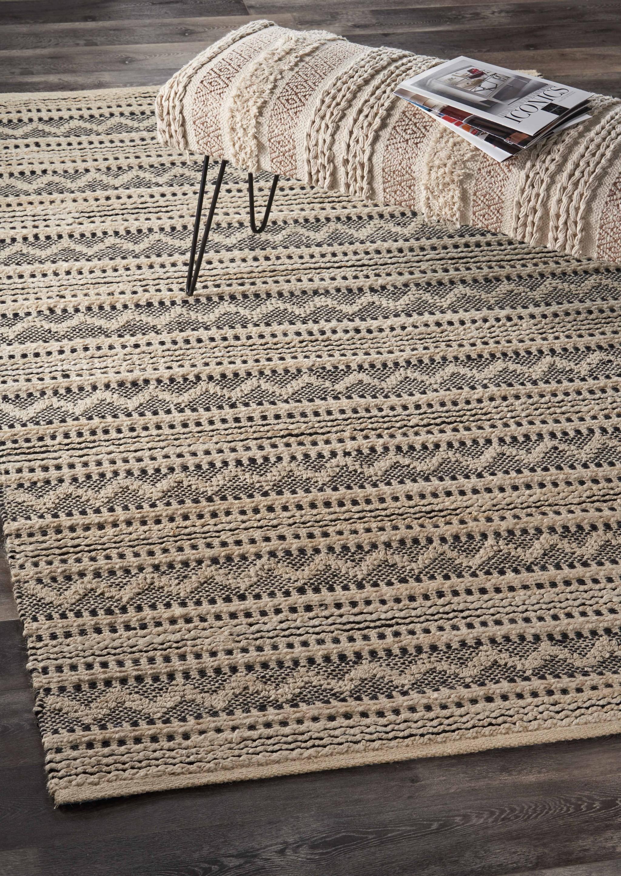 5’ x 8’ Black and Blush Chevron Stripe Area Rug