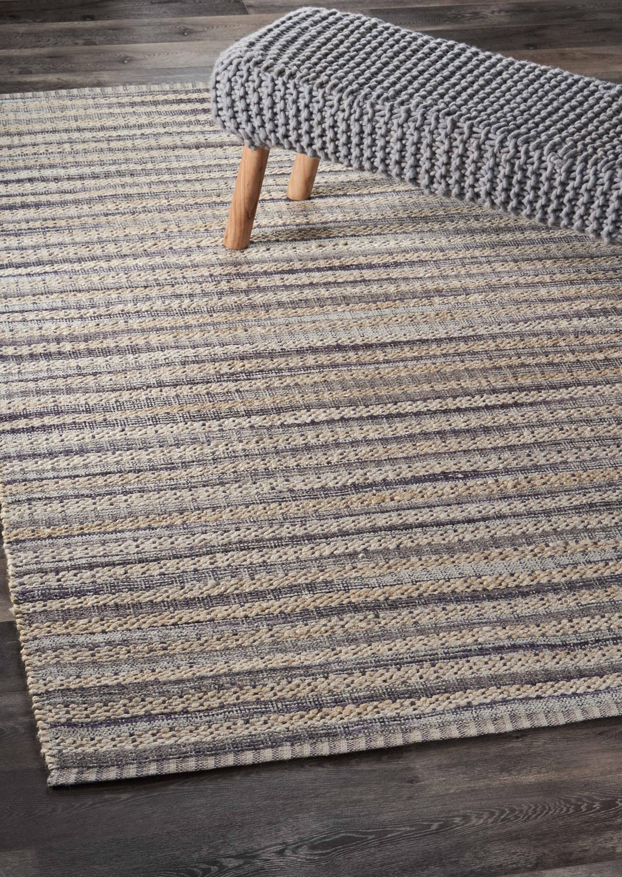 5’ x 8’ Brown and Gray Striped Area Rug