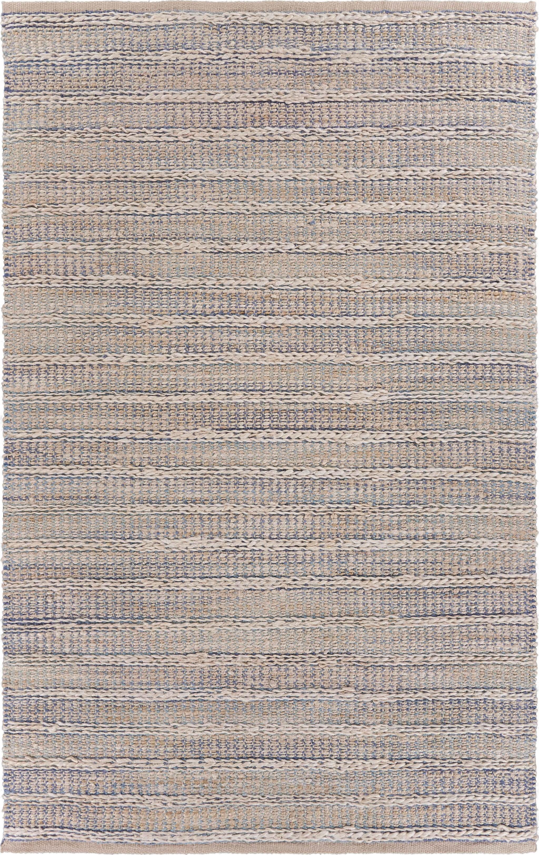 9’ x 12’ Blue and Cream Braided Jute Area Rug Default Title