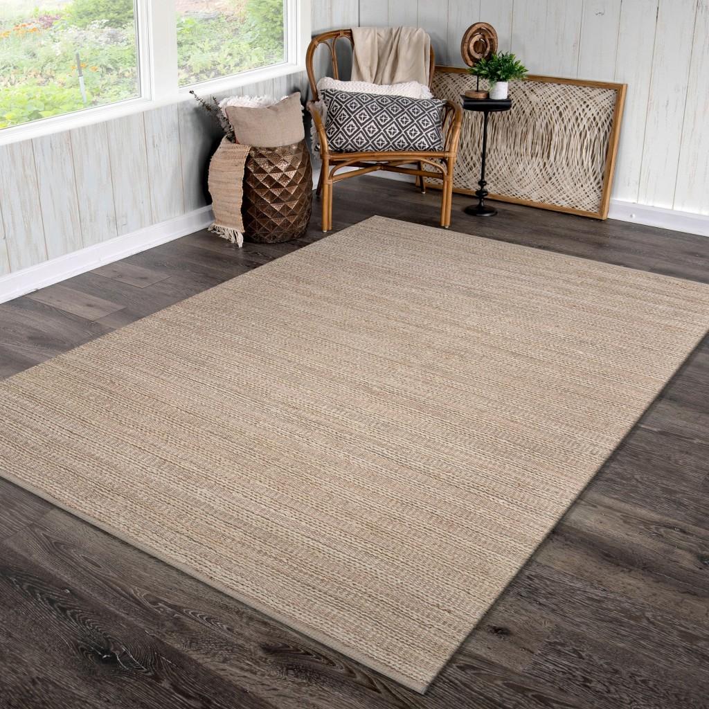 8’ x 10’ Blush Pink Textured Jute Area Rug