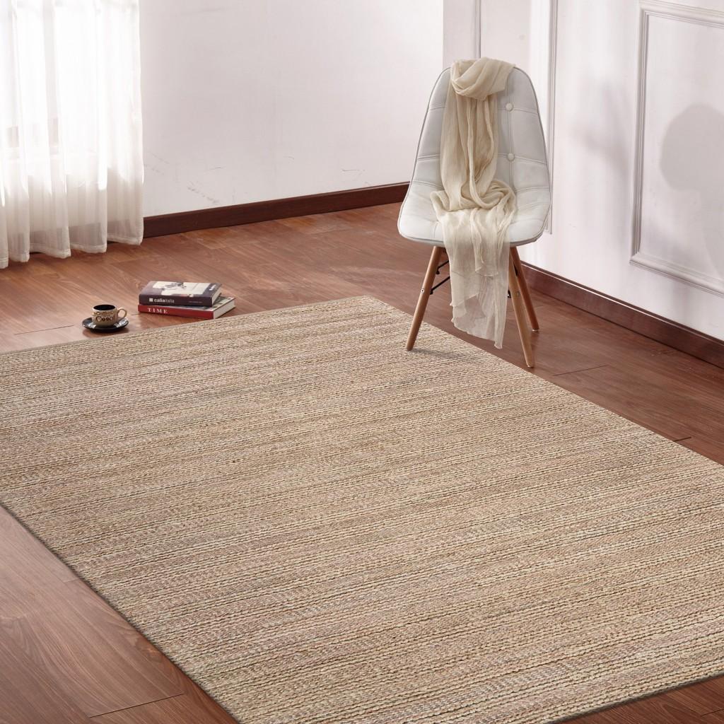 9’ x 12’ Blush Pink Textured Jute Area Rug