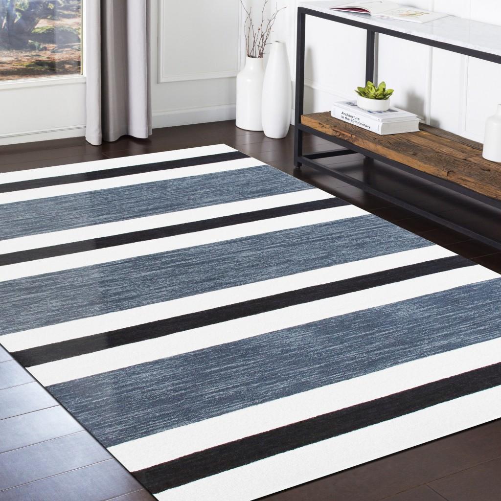 5’ x 7’ Black and Gray Bold Striped Area Rug