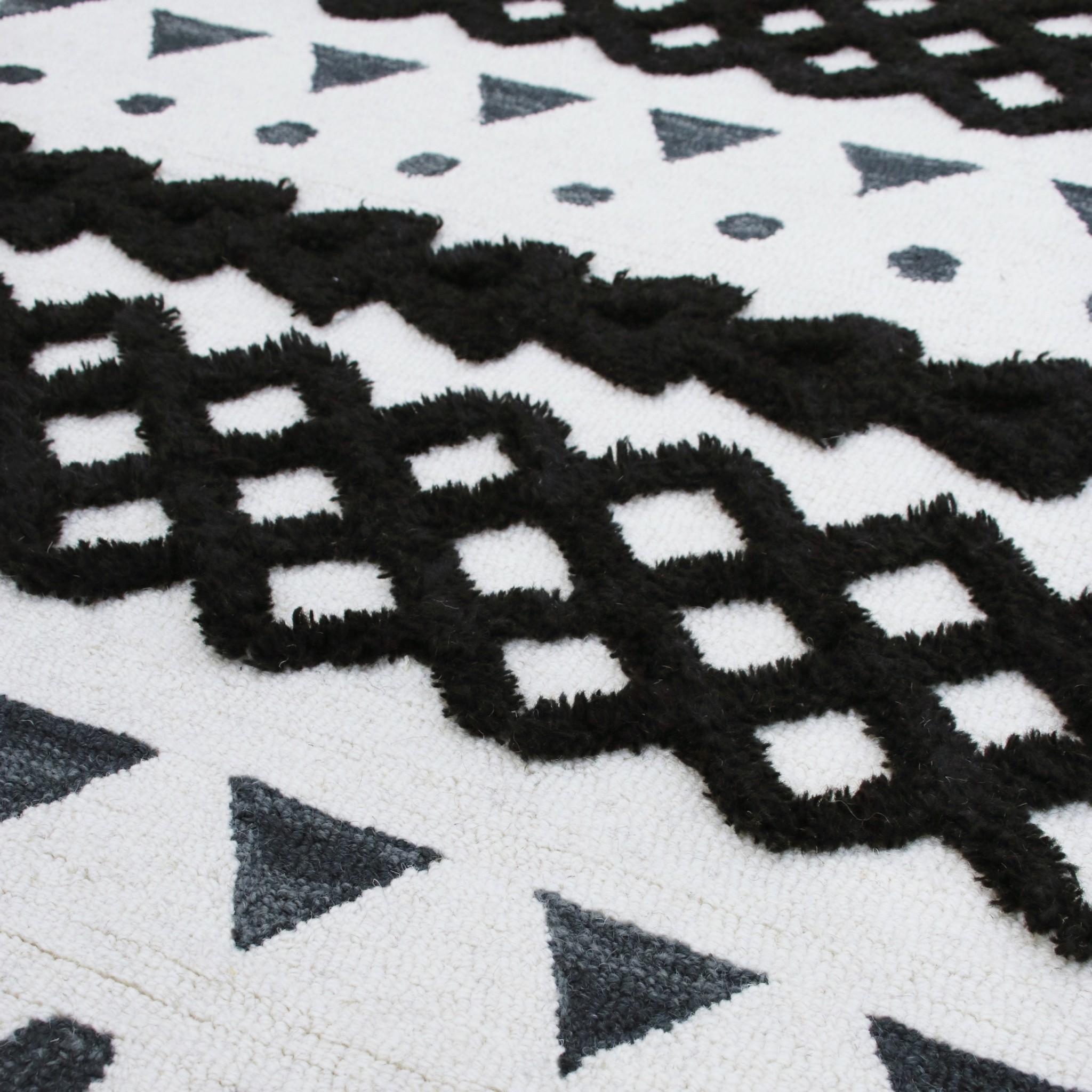 Boho-Chic Geometric Tufted Wool Area Rug