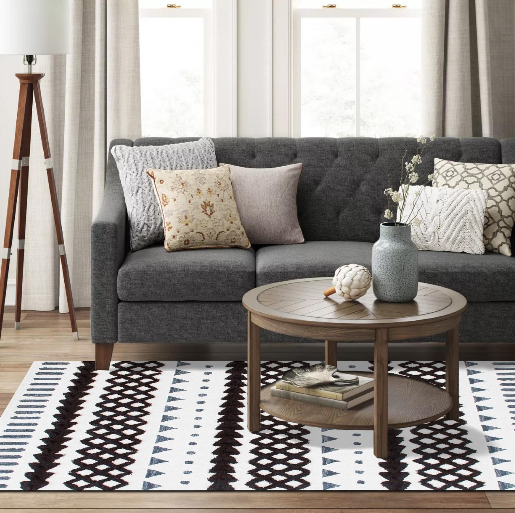 Boho-Chic Geometric Tufted Wool Area Rug