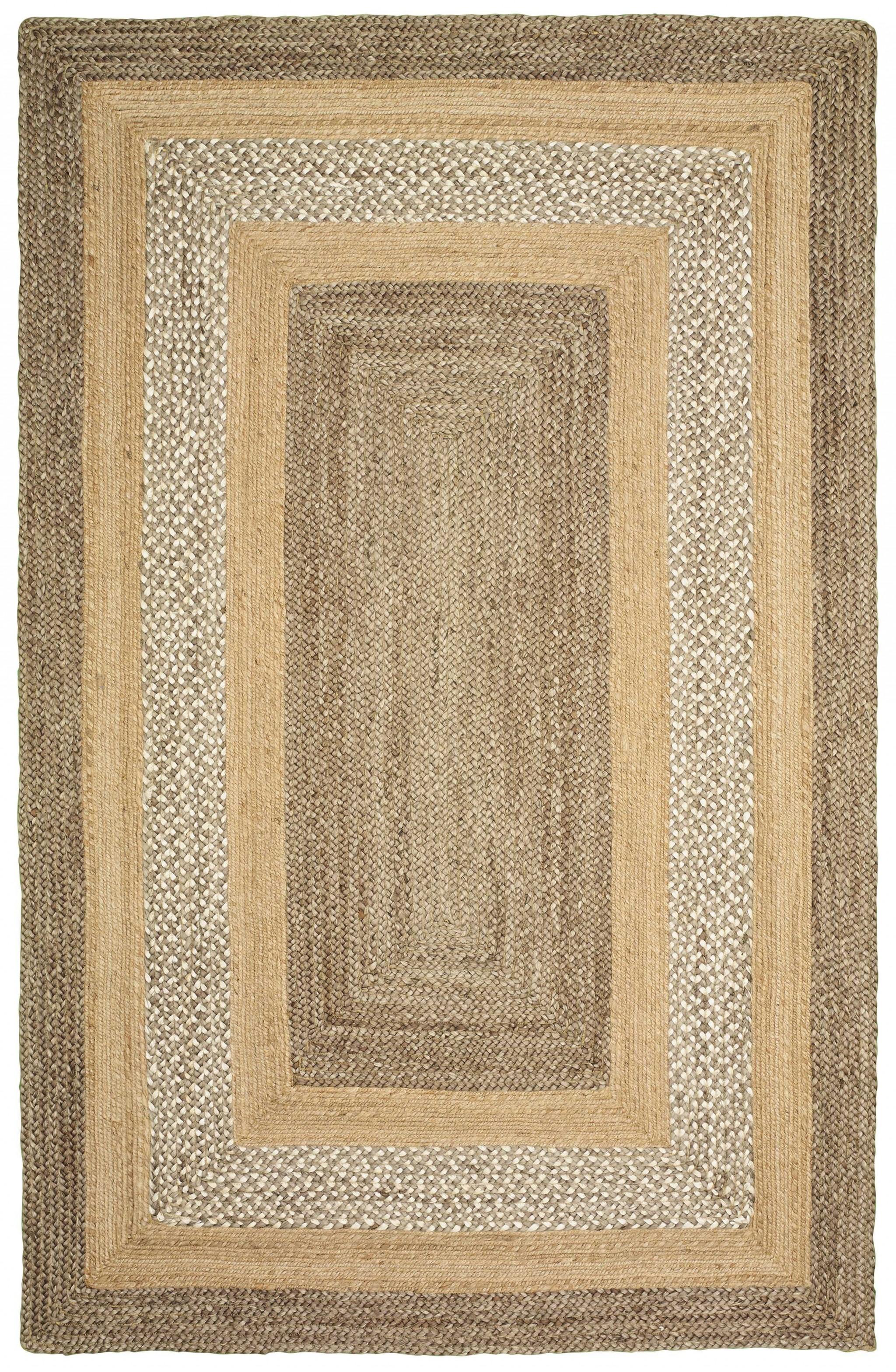 5’ x 8’ Tan and Beige Bordered Area Rug Default Title