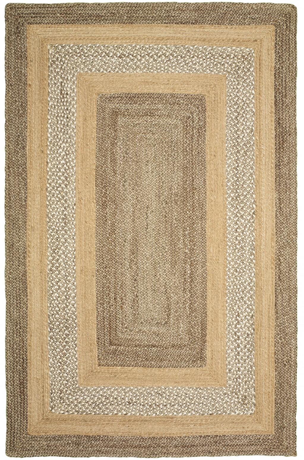 8’ x 10’ Tan and Beige Bordered Area Rug Default Title