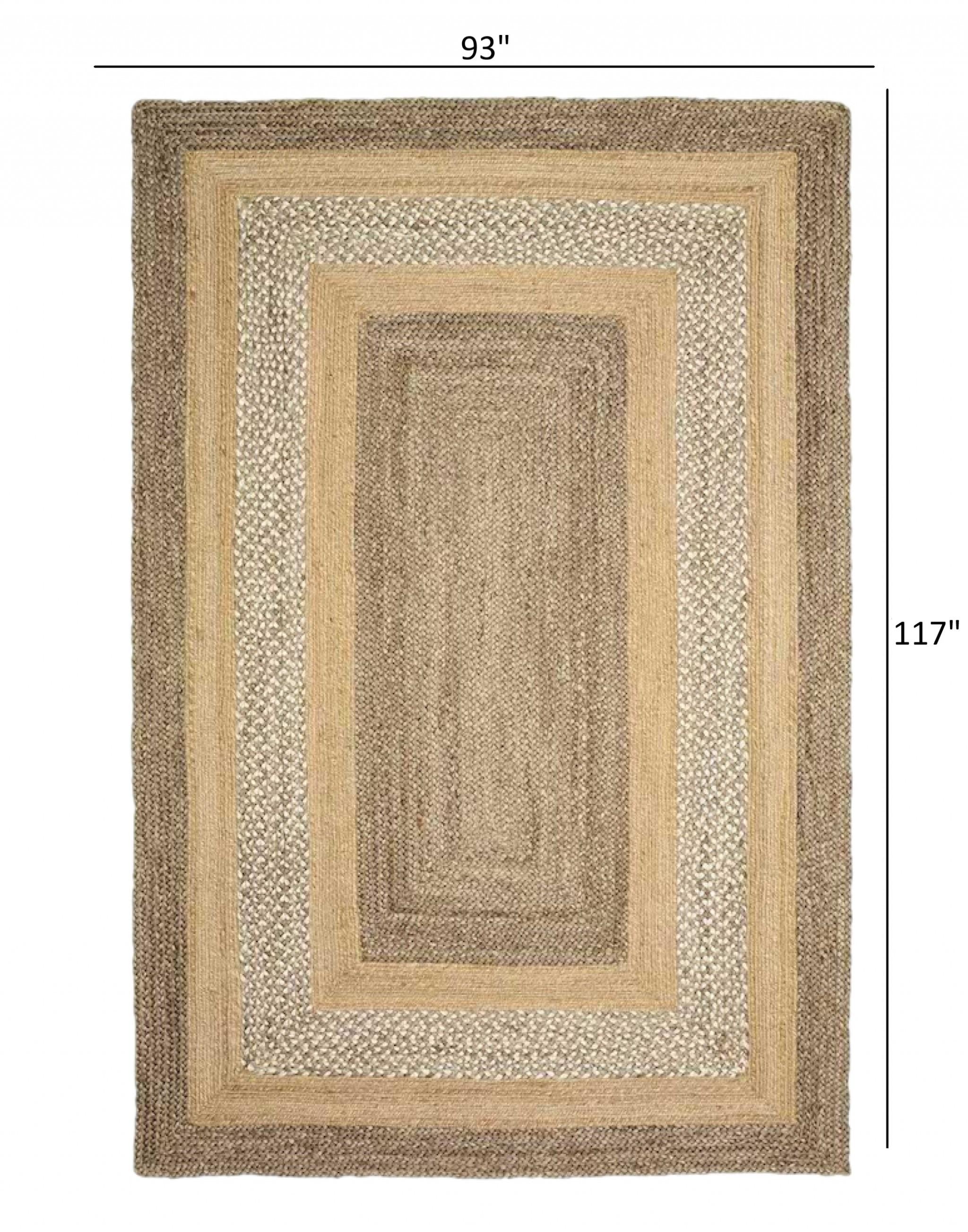 8’ x 10’ Tan and Beige Bordered Area Rug
