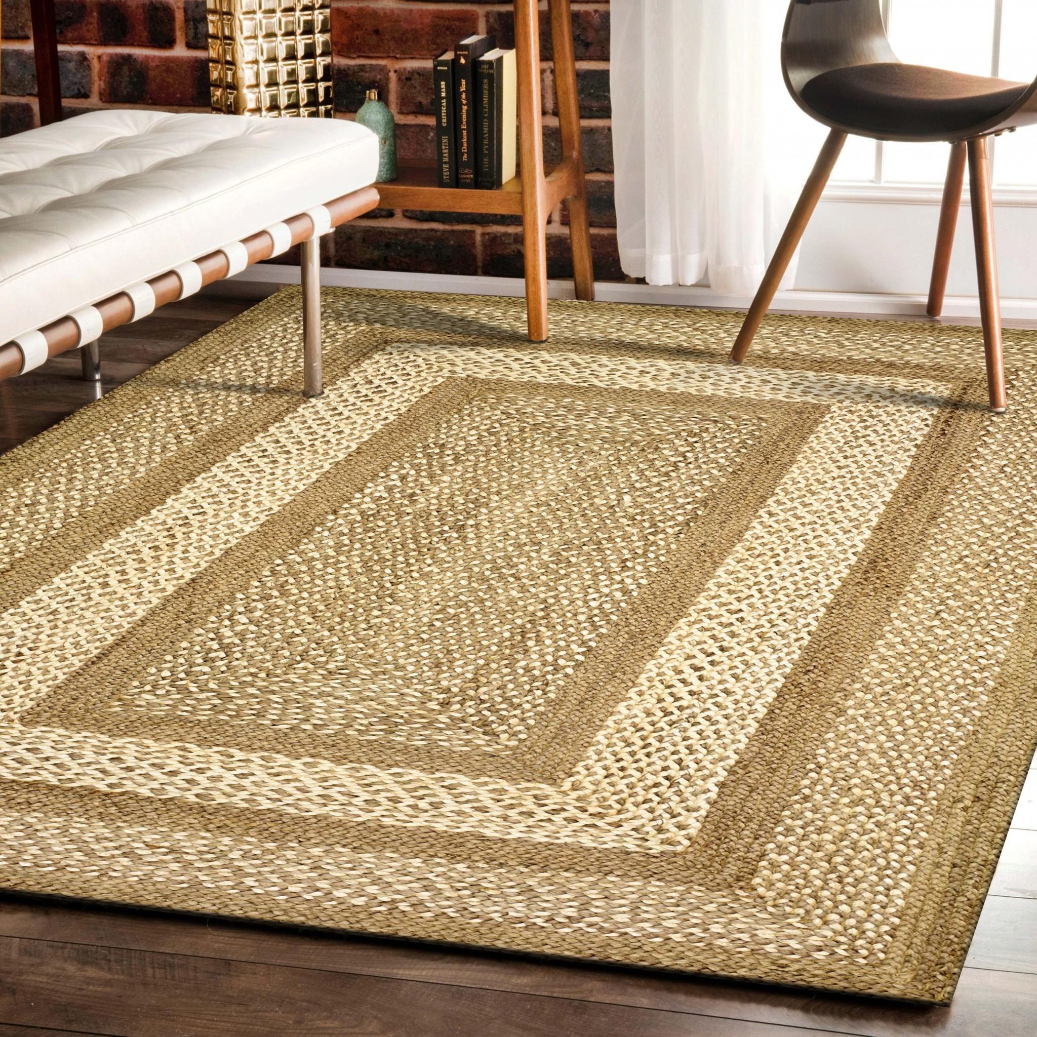 5’ x 8’ Tan Geometric Bordered Area Rug